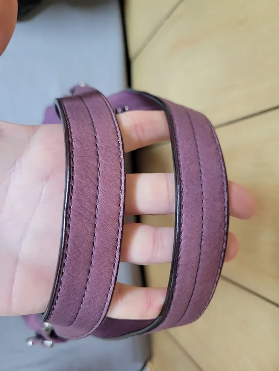 B. Makowsky Purple Naked Leather Shoulder Bag - Picture 3 of 15